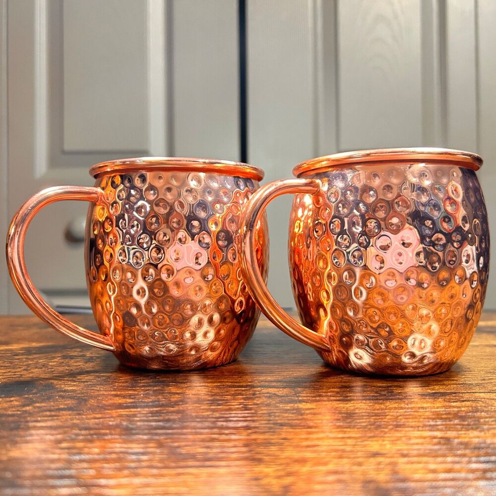 Two Copper Moscow Mule Mugs with Stainless Steel Interiors-Never Used